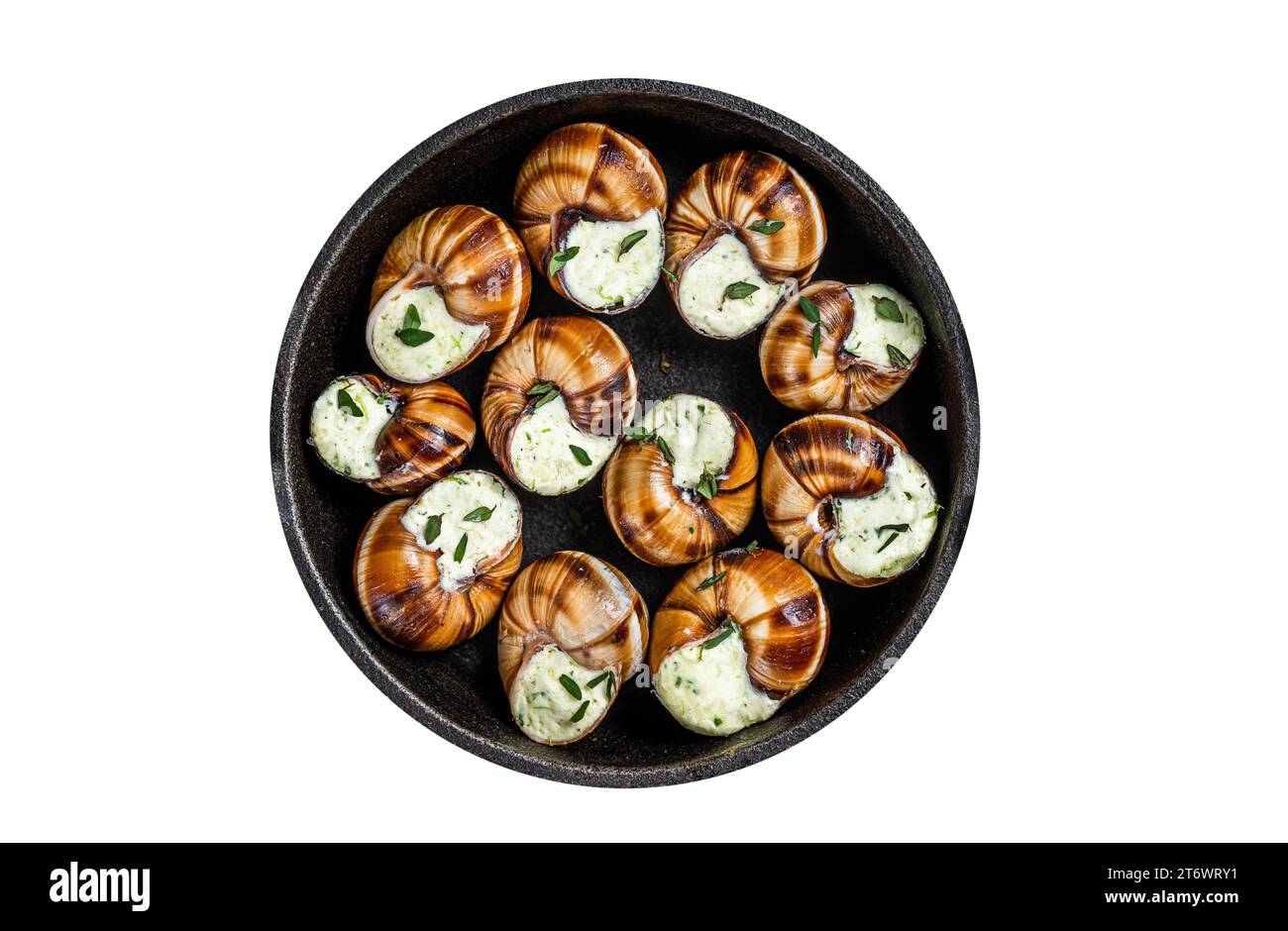 Delicatessen food Bourgogne Escargot Snails with garlic butter in a