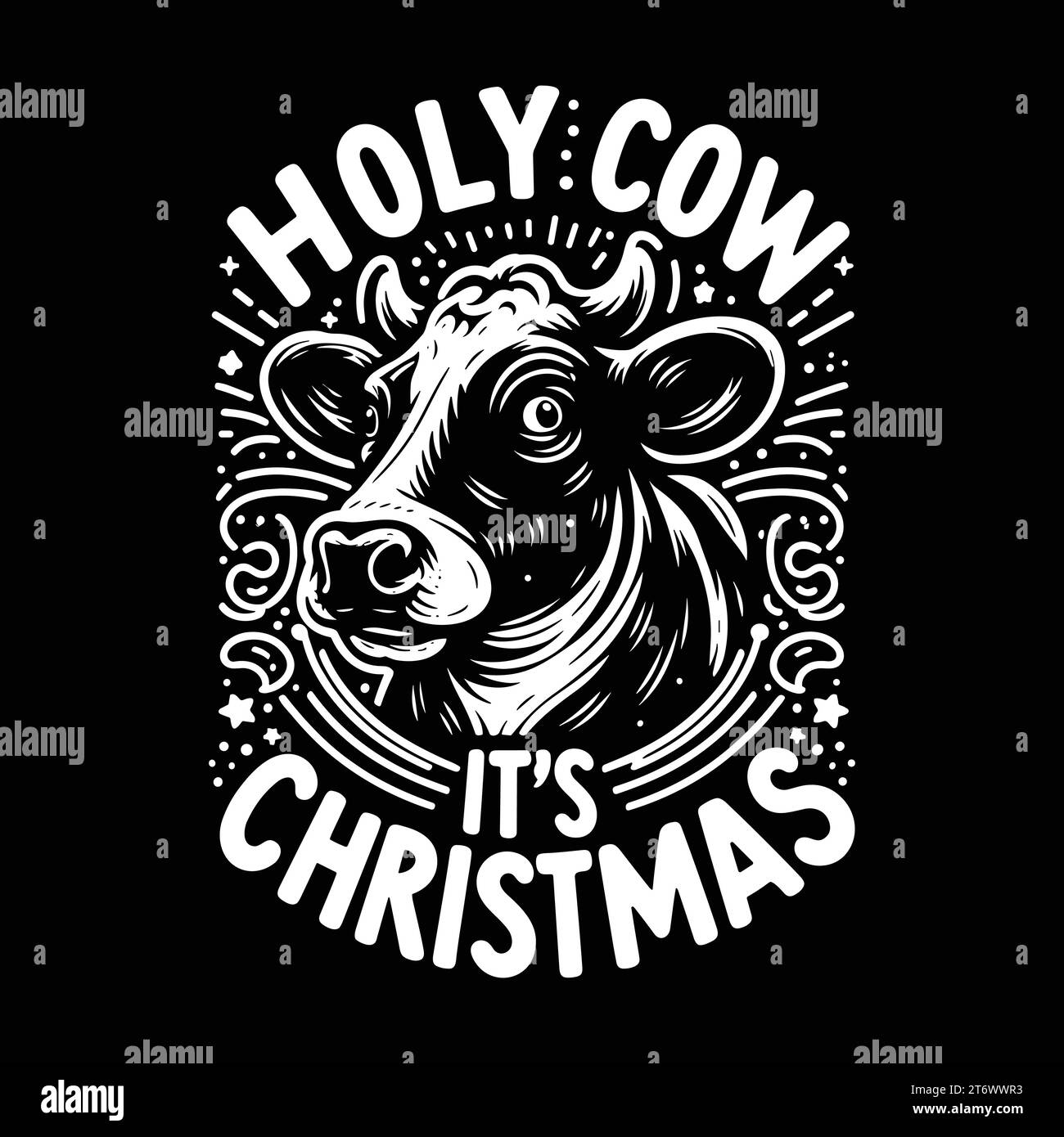 Holy Cow It's Christmas T-shirt Design Vector Stock Vector Image & Art