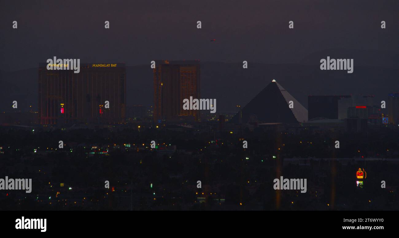 Striking view of the Las Vegas skyline at twilight. Stock Photo