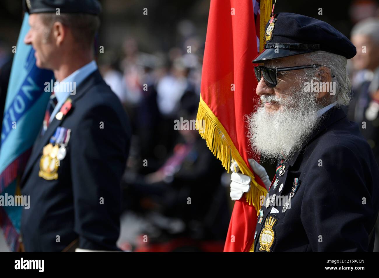 Floriana, Malta. 12th Nov, 2023. Veterans participate in the Remembrance Day ceremony in Floriana, Malta, on Nov. 12, 2023. Malta marked the Remembrance Day to salute the war dead on Sunday. Credit: Jonathan Borg/Xinhua/Alamy Live News Stock Photo
