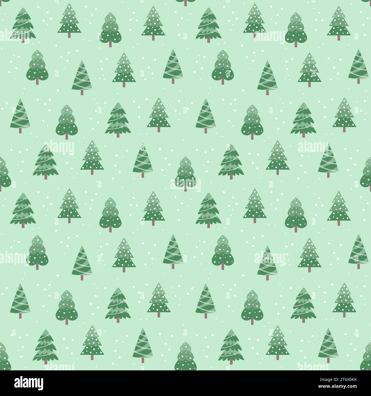 Seamless pattern with green Christmas trees on a pastel green ...