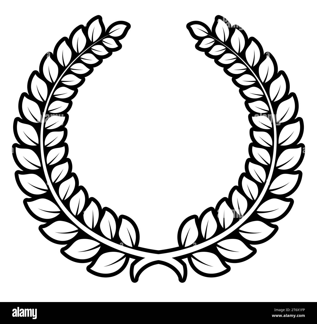laurel wreath, black and white vector illustration Stock Vector Image