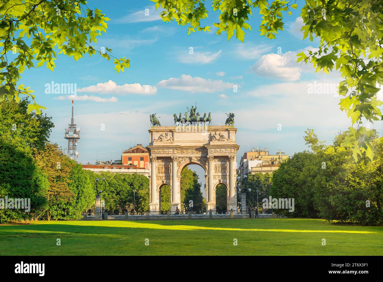 Arch of Peace in sempione park, Milan, lombardy, Italy Stock Photo