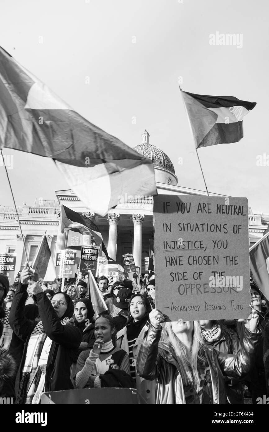 Palastinian protests in Trafalgar Square, London, England, UK Stock