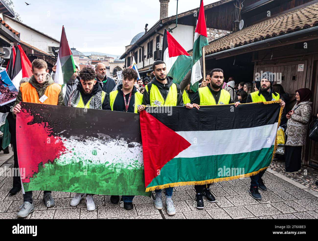 Thousands rally in Sarajevo in support of Palestine Stock Photo