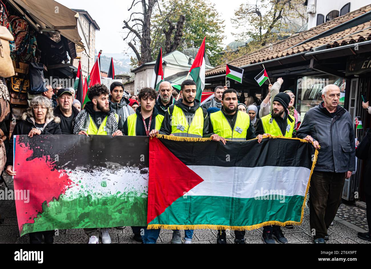 Thousands rally in Sarajevo in support of Palestine Stock Photo