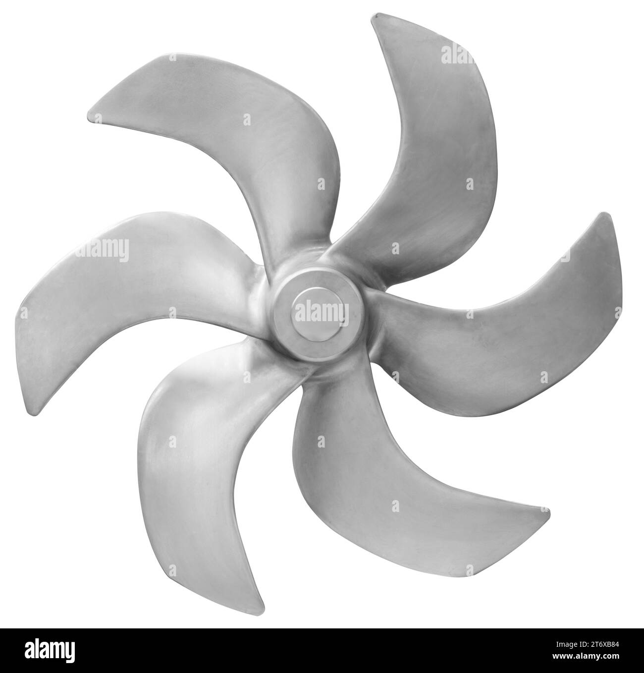 modern titanium high-speed anti-cavitation ship screw propeller isolated on a white background Stock Photo