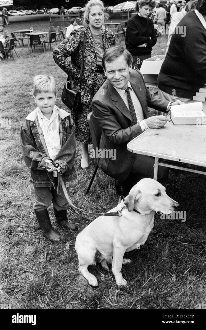 Jeffrey Archer, Baron Archer of Weston-super-Mare, best selling author and former disgraced MP, visiting a country fete in Oxfordshire in 1988. Stock Photo