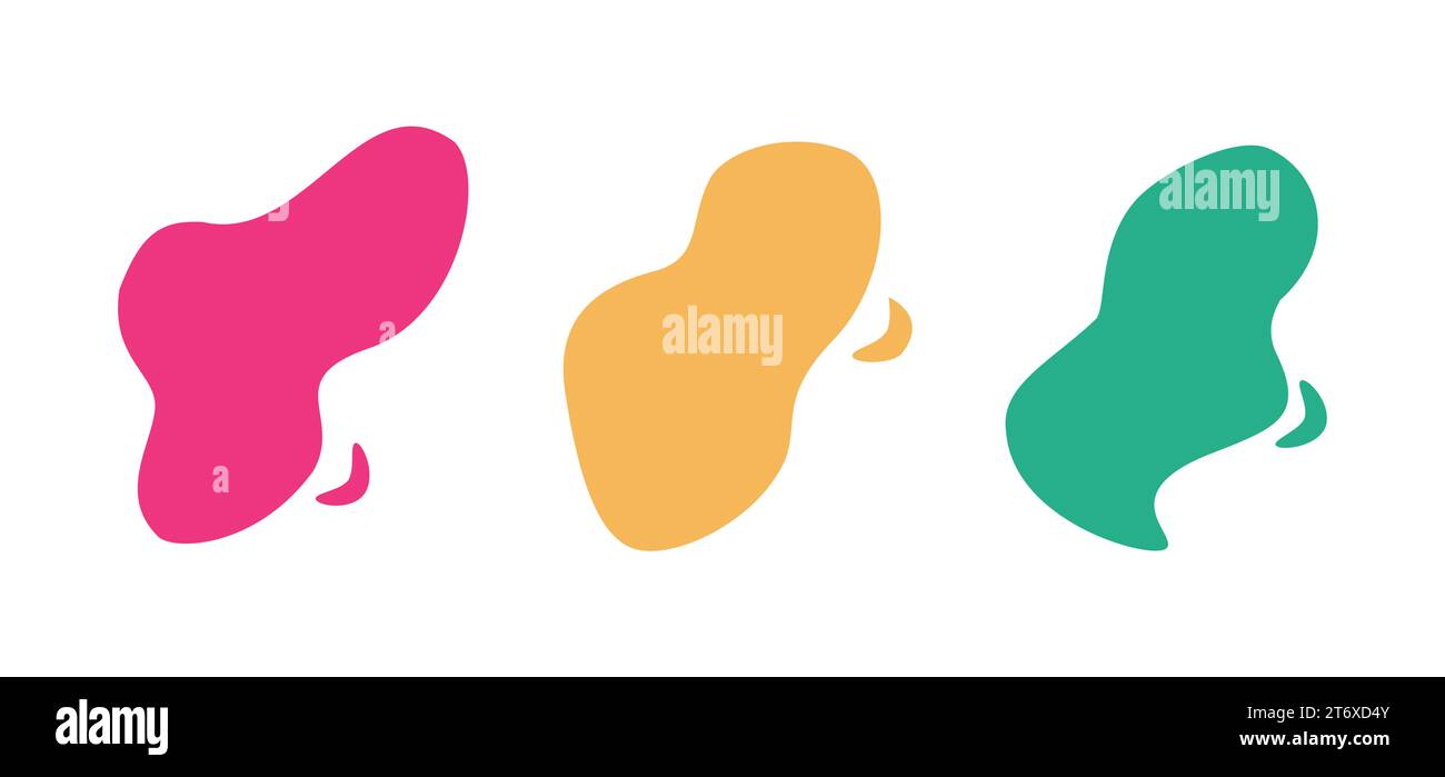 Abstract liquid shapes set on isolated white background. Flat vector ...