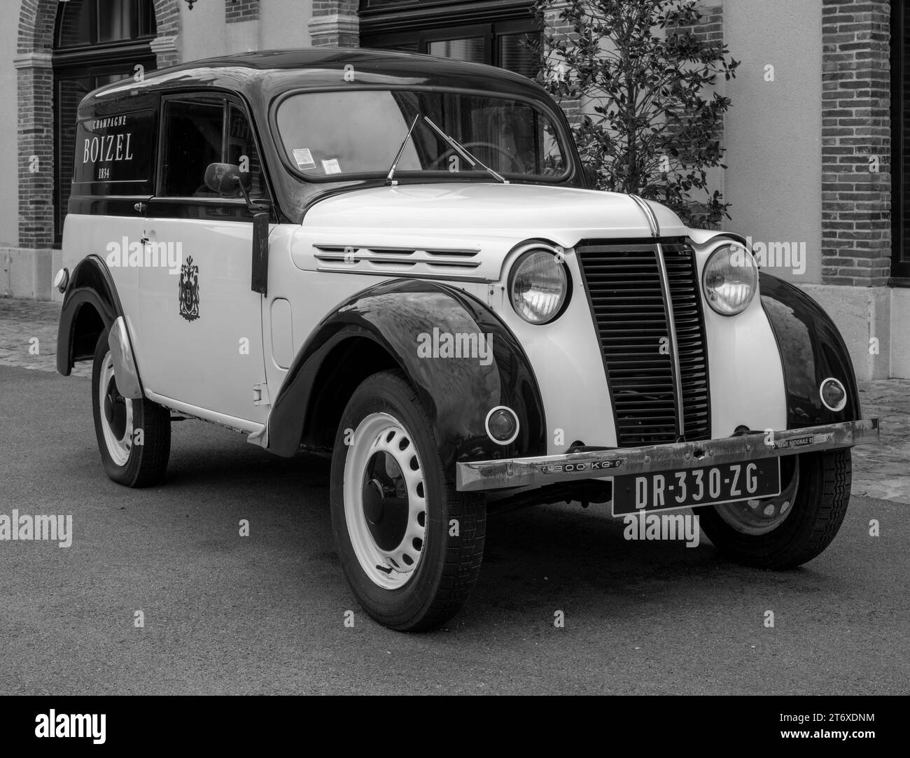 Old French vehicle on display at the Boizel Champagne Chateau, Avenue de Champagne, Epernay, France. Stock Photo