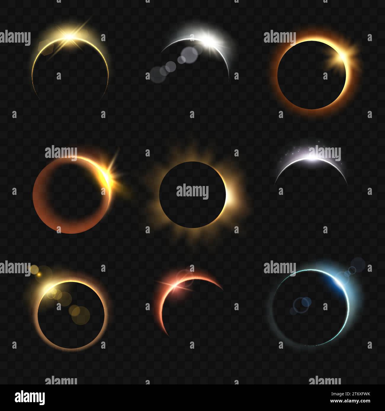 Solar eclipse. Realistic template of in dark universe decent Solar eclipse. Realistic template of in dark universe decent