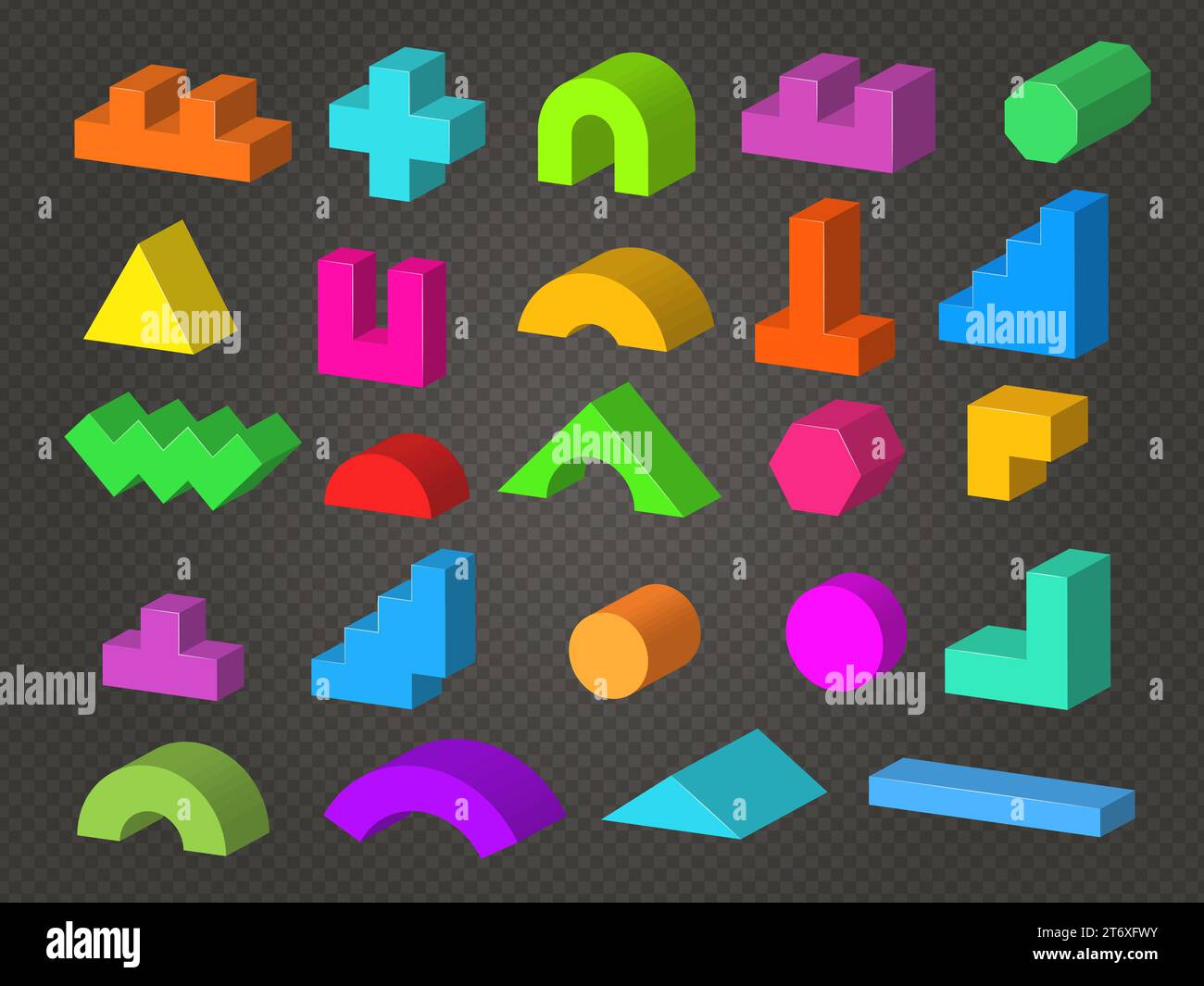 Game blocks. Kids constructor colored details collection recent vector