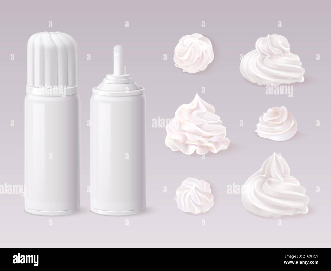 Realistic whipped cream. 3d mousse and whip creams cans for vanilla