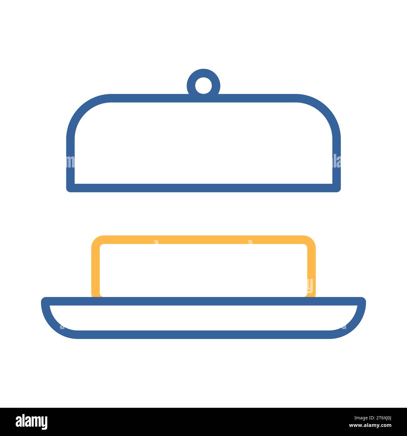 Butter in butter dish with open lid vector icon. Dairy product sign ...