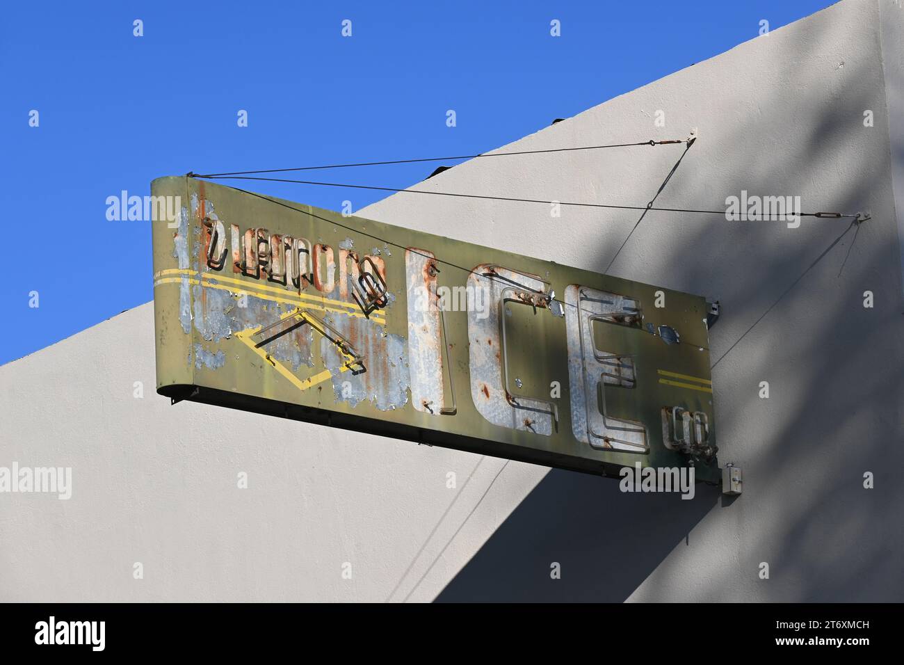 SANTA ANA, CALIFORNIA - 11 NOV 2023: Closeup of the old Diamond Ice Company sign. Stock Photo