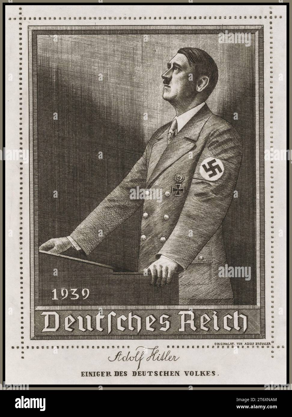 Adolf Hitler illustration 1939 'DEUTCHES REICH' (German Empire) by artist Adolf Dressler Stock Photo