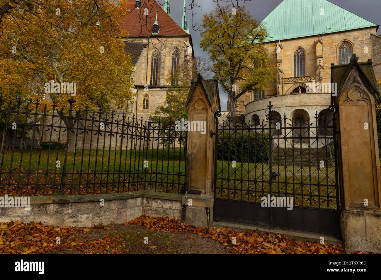 rear view to the cathedral and Severi church in Erfurt Stock Photo