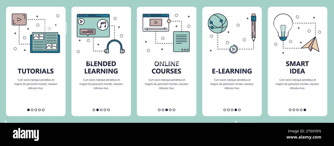 Vector set of vertical banners with Tutorials, Blended learning, Online ...