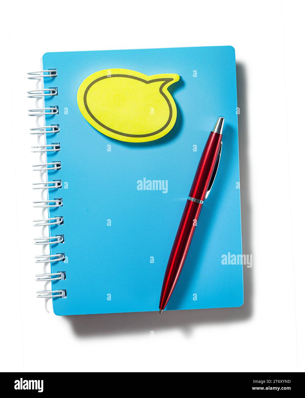 Blue Notepad With Yellow Sticky Note Message And Red Ballpoint Pen ...