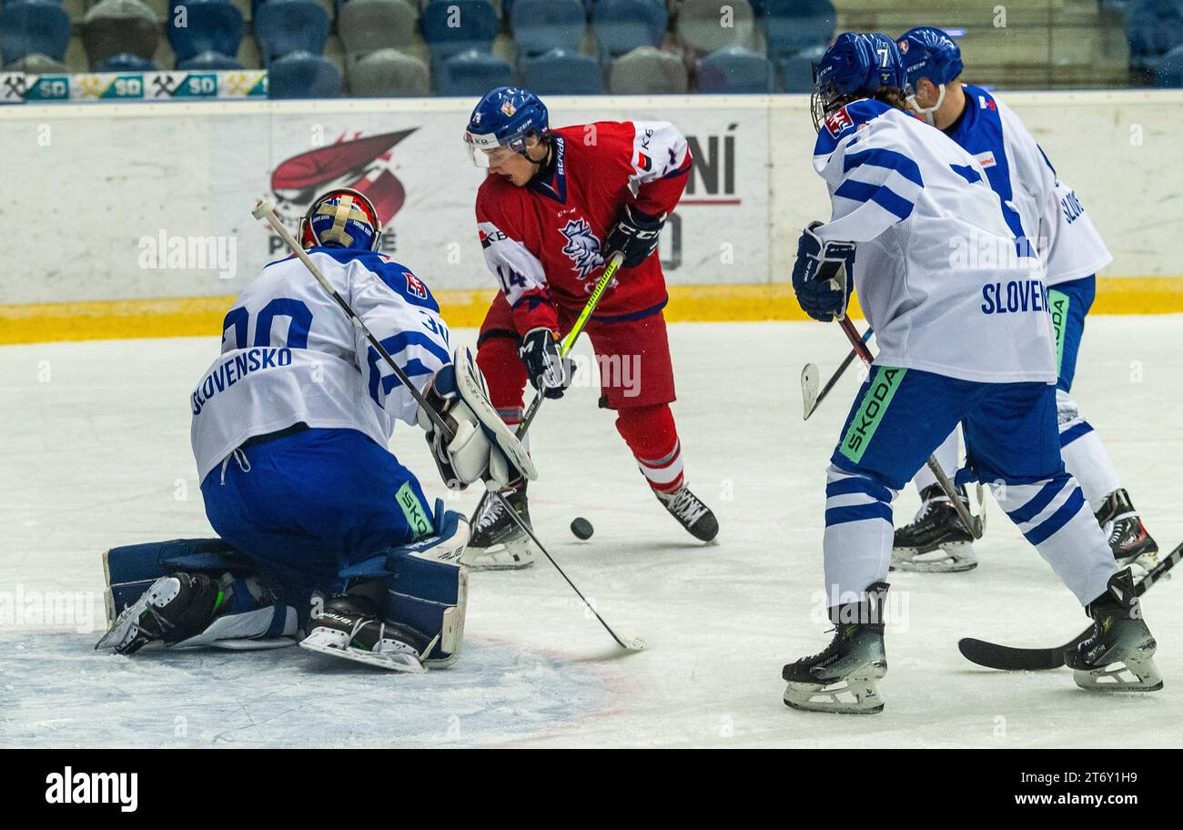 From left Shikhabutdin Gadzhiev, goalie of Slovakia and Czech Jonas