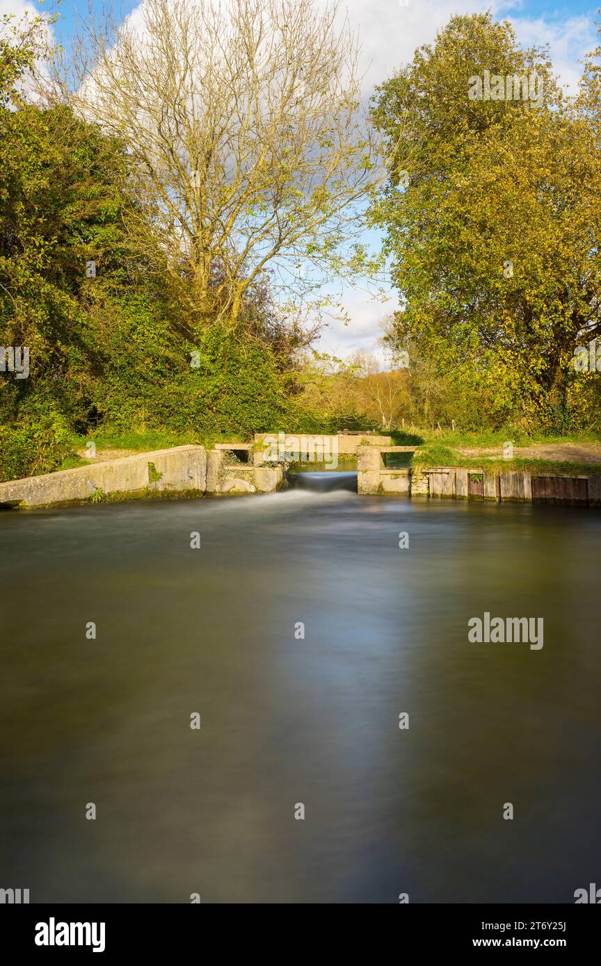 Compton Lock on the Itchen Navigation near Shawford, Hampshire, England Stock Photo
