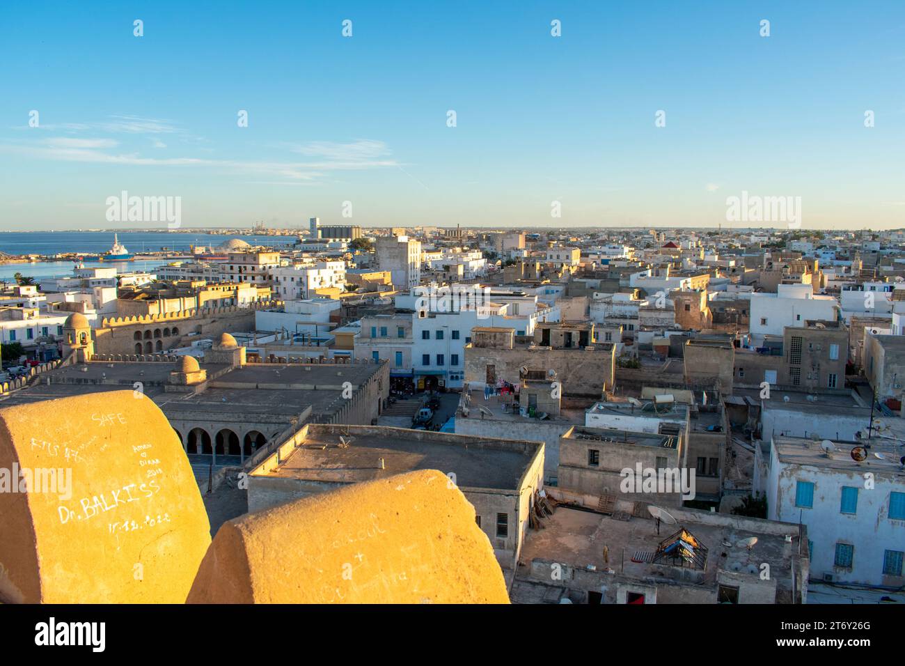 Aerial view on Old town Medina and Souk, local market in Sousse, Tunisia. Stock Photo