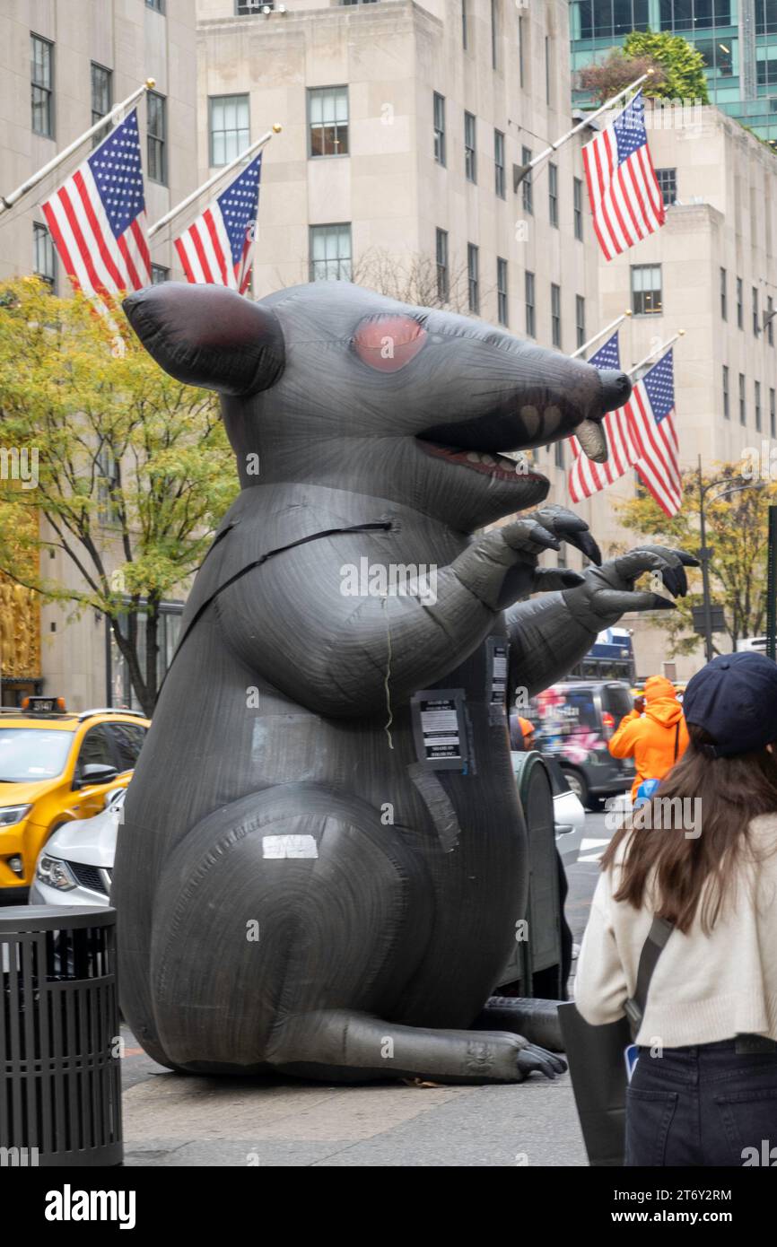 "Scabby" is an Inflatable Giant Rat at Union Demonstrations, New York