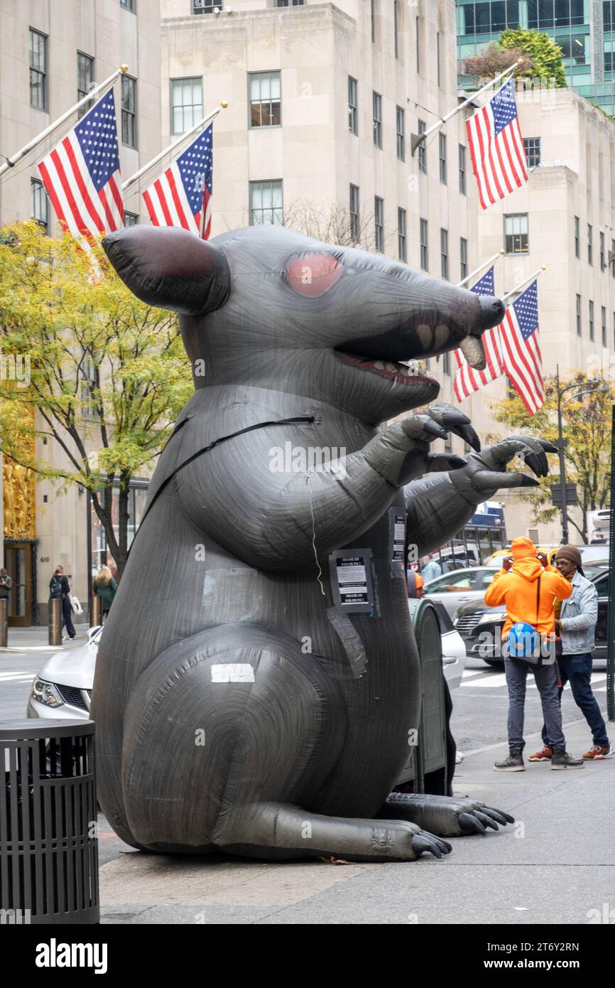 "Scabby" is an Inflatable Giant Rat at Union Demonstrations, New York