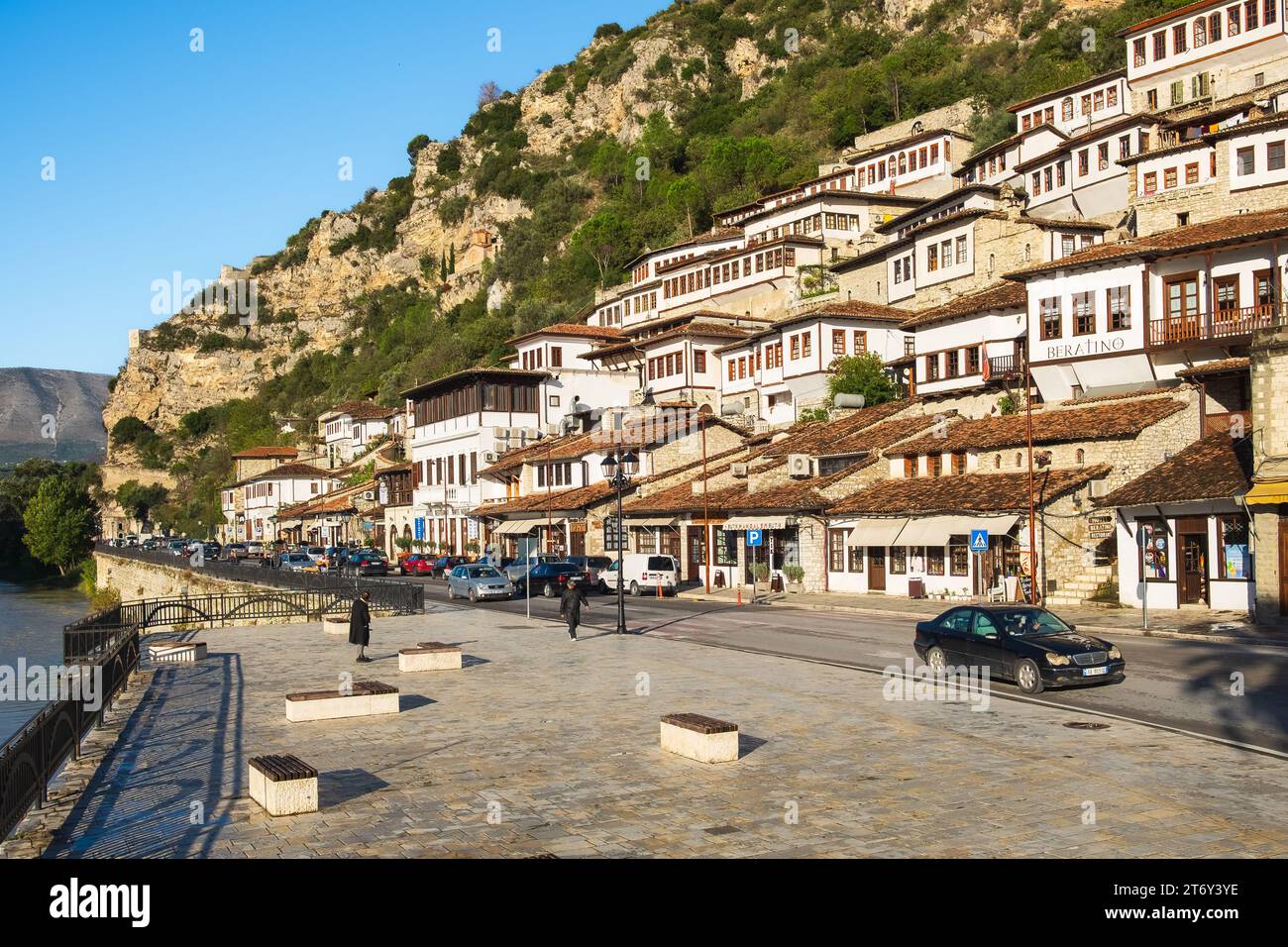 View At Old City Of Berat Albania The Old Houses Of Berat In Albania view-at-old-city-of-berat-albania-the-old-houses-of-berat-in-albania