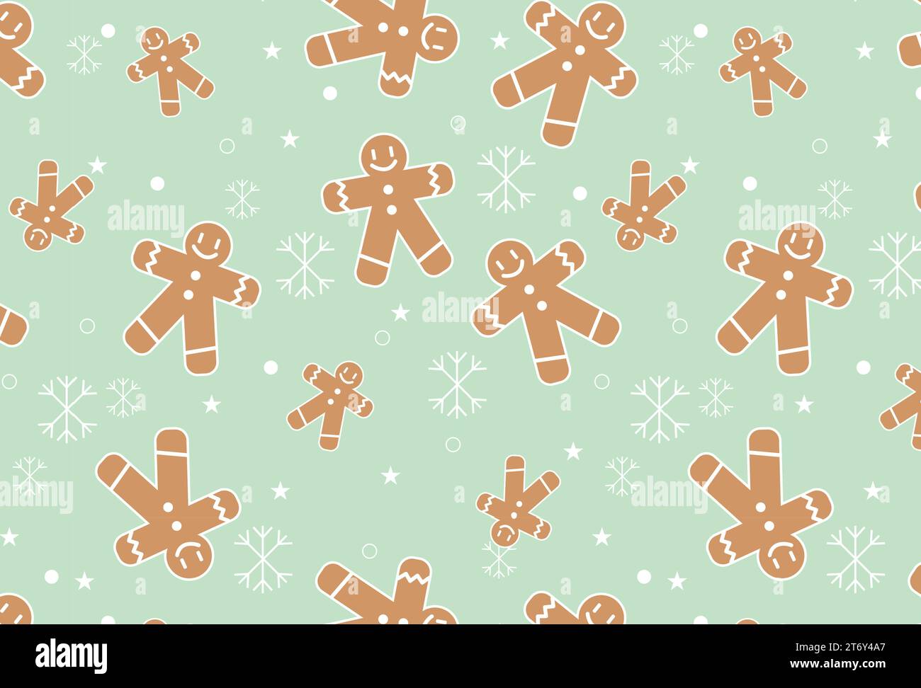 Gingerbread Man Pattern For Winter Holiday, Christmas, Background, Seamless Pattern, Wallpaper Stock Vector