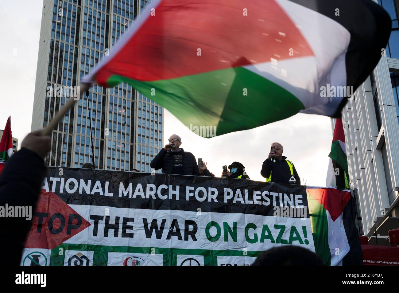 On 11th November 2023 hundreds of thousands of people marched in support of Palestine, demanding a ceasefire and the end to the bombing of Gaza. Jerem Stock Photo