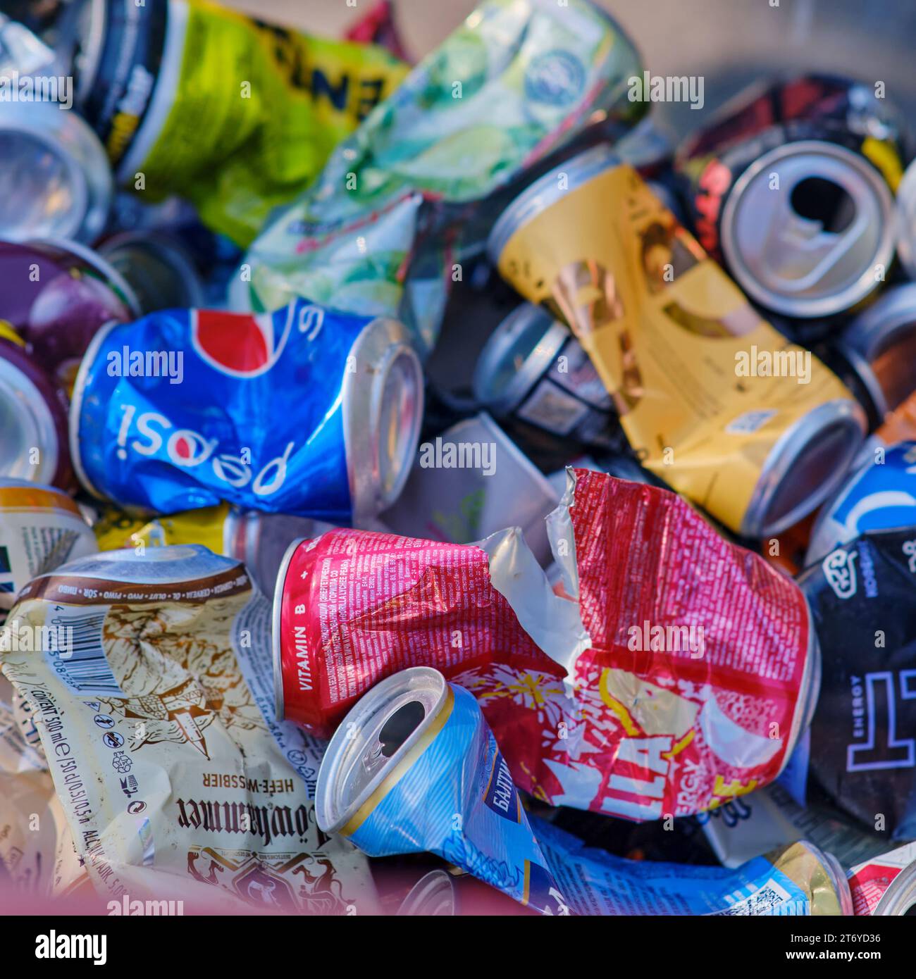 Recycling aluminum cans. Recycling is a major social issue Moscow
