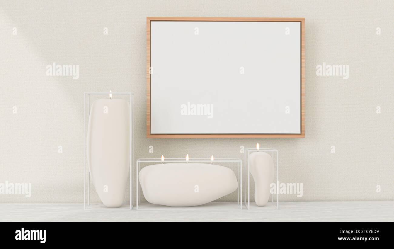 Horizontal frame on of the candle. Frame mockup. Stock Photo