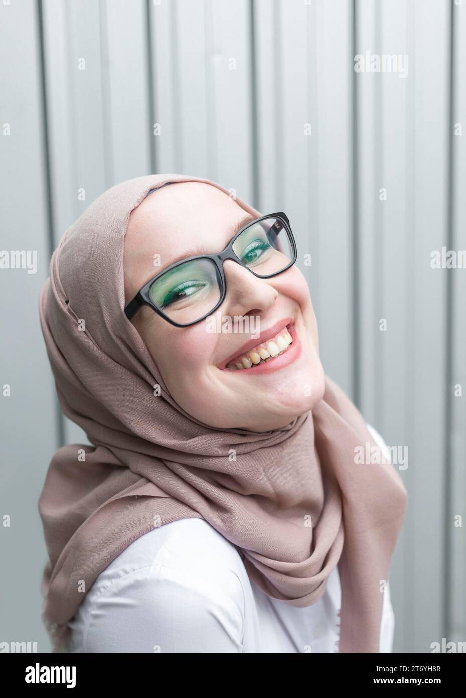 Smiling woman wearing glasses Stock Photo