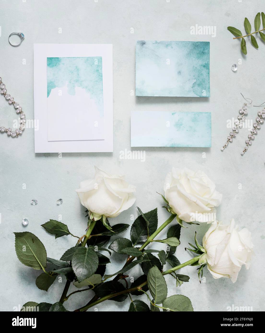 Top view wedding invitation table Stock Photo - Alamy