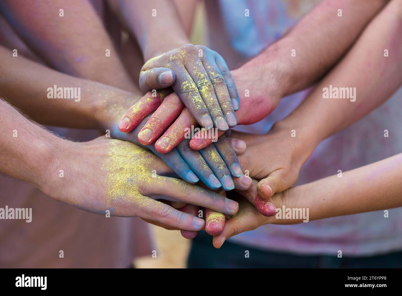 Colorful hands festival close up Stock Photo - Alamy