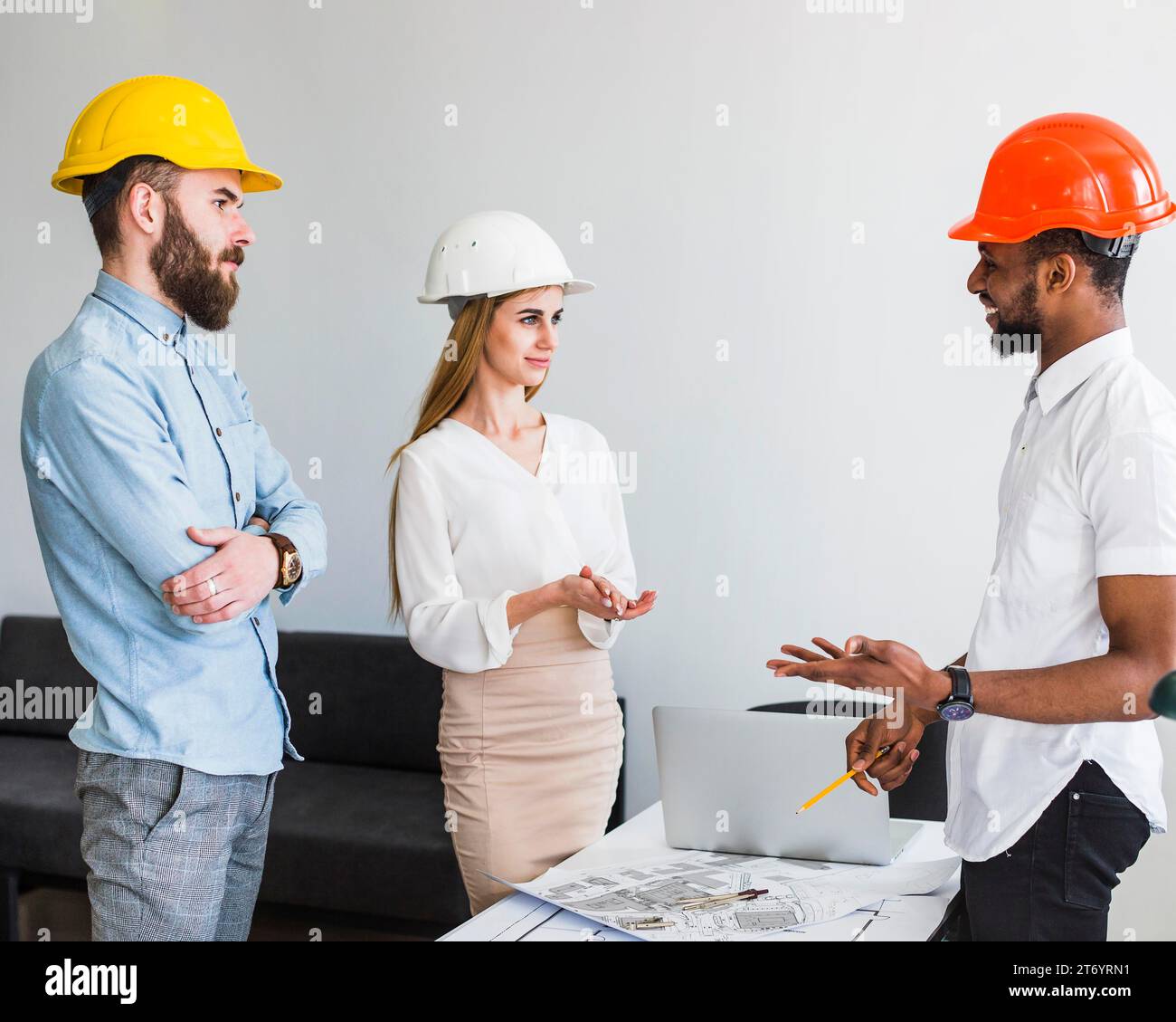 Group architect discussing plan office Stock Photo