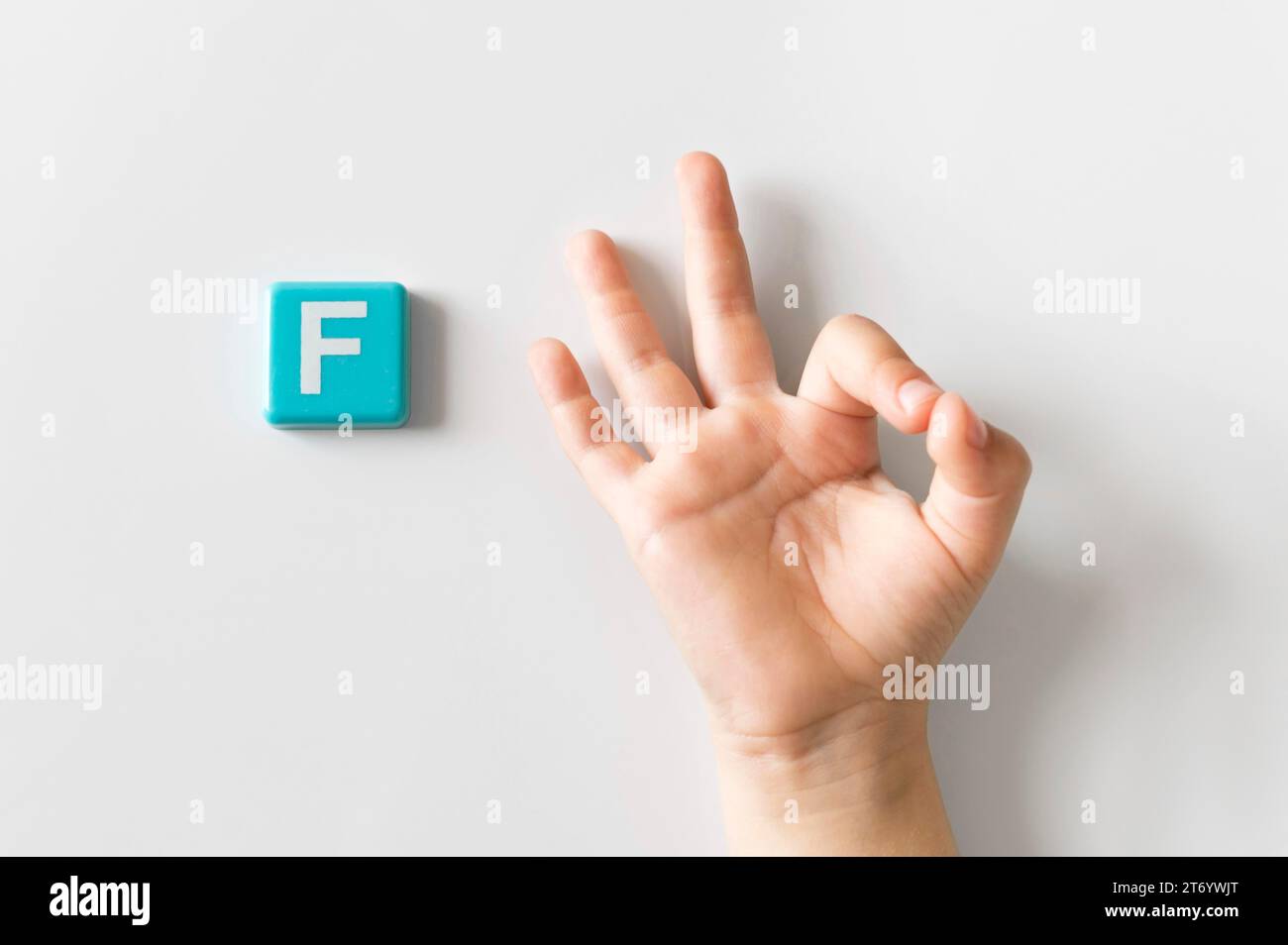 Hand sign language alphabet f hi-res stock photography and images - Alamy