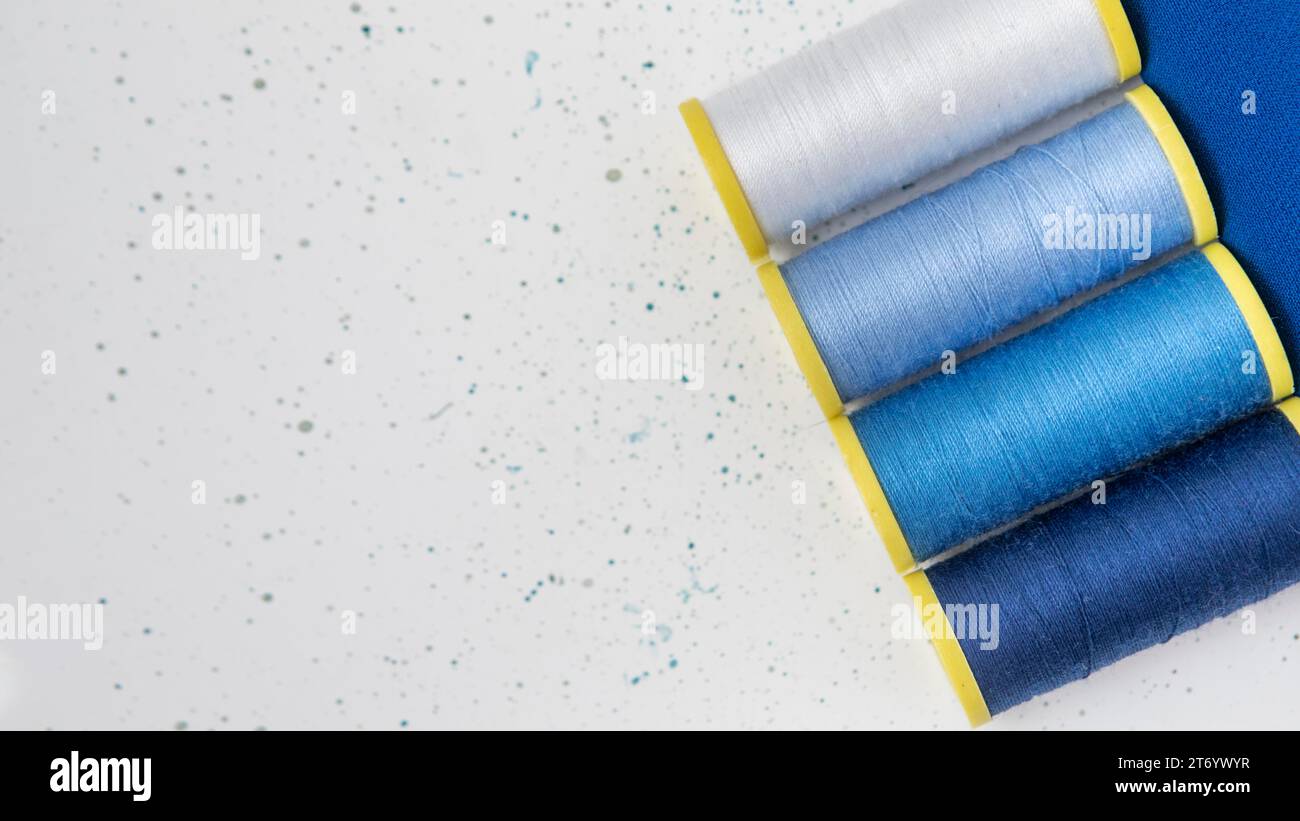 Top view different threads with copy space Stock Photo