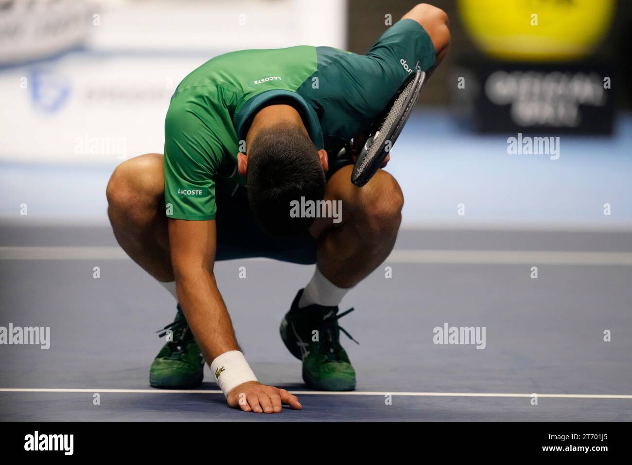 Serbia's Novak Djokovic celebrates after winning the singles tennis ...
