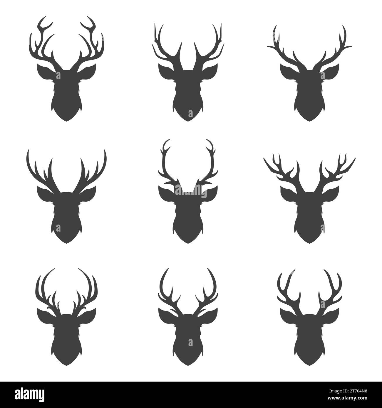 Vector Christmas Reindeer Horns, Antlers. Deer Horn Silhouettes. Hand ...
