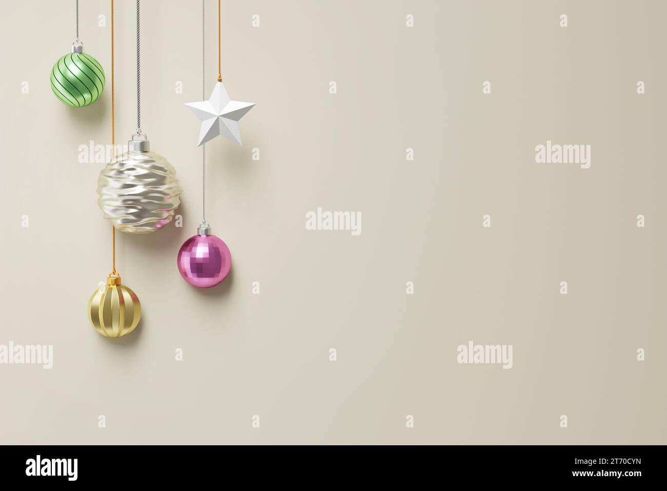 Happy Christmas, various ornaments to decorate the tree. Stock Photo