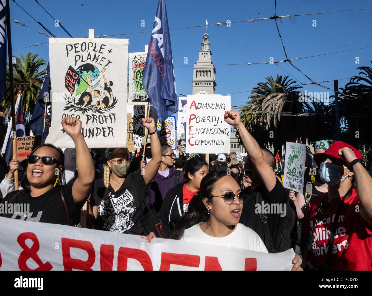 A warm-up demonstration and march for APEC is held in San Francisco on ...