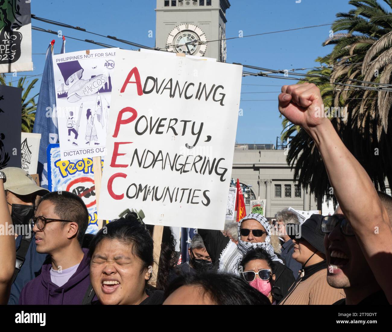 A warm-up demonstration and march for APEC is held in San Francisco on ...