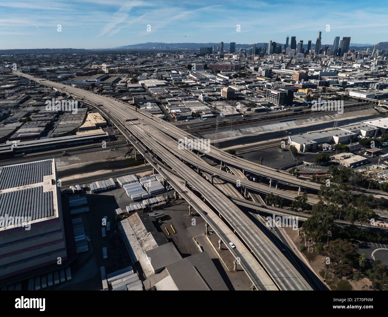 The Interstate 10 freeway in downtown Los Angeles is closed in all ...