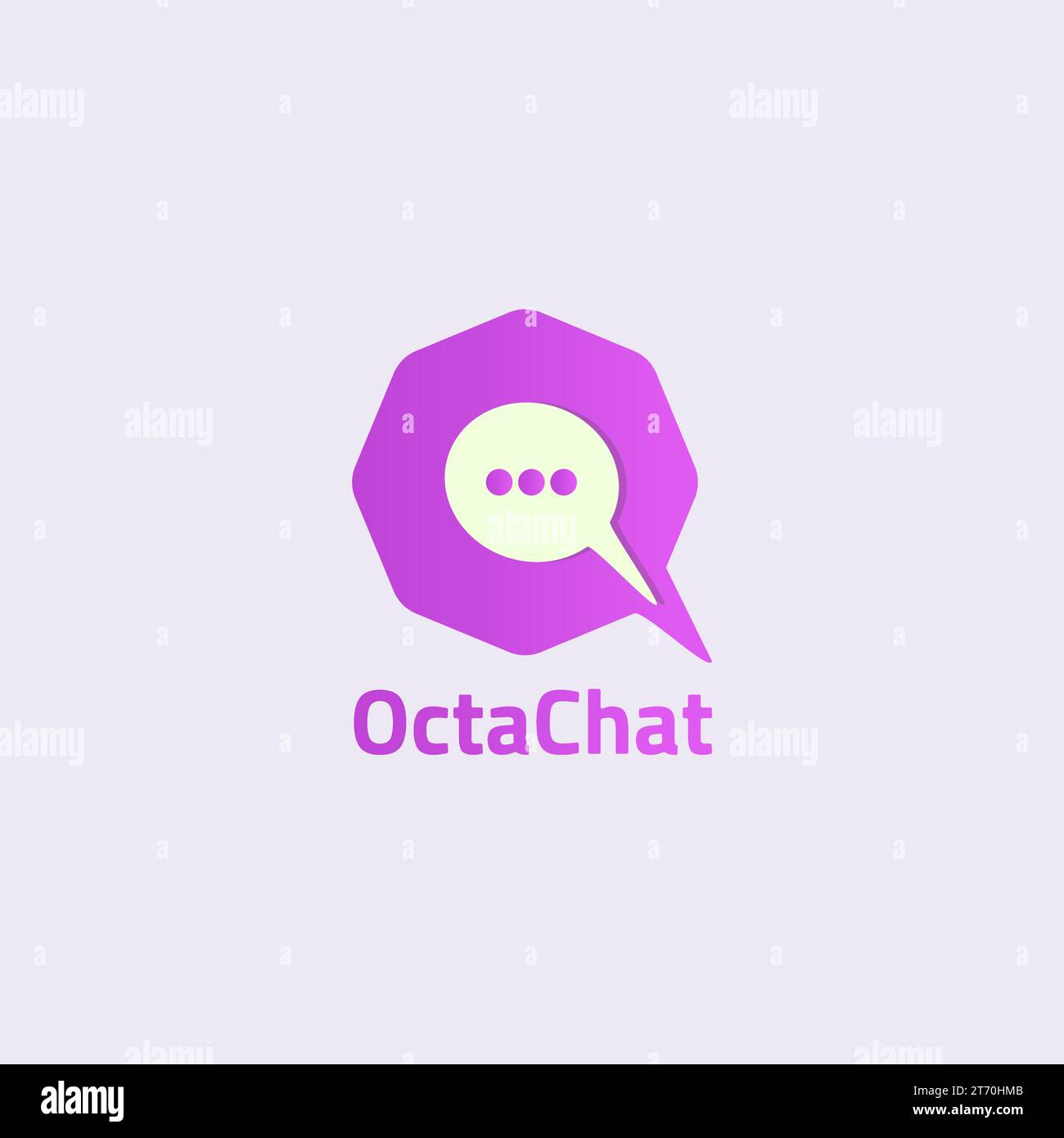 Chat app logo with octagon shape and letter Q. Stock Vector