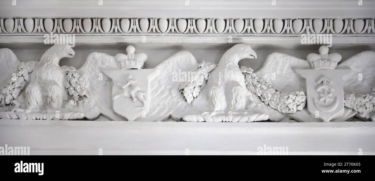 Old medieval elements of architectural decorations of buildings ...