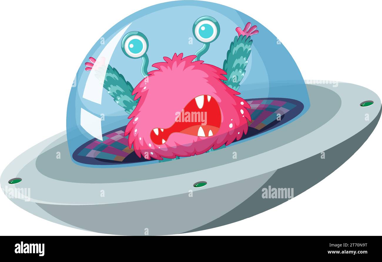 An extraterrestrial creature riding a futuristic UAP vehicle Stock Vector