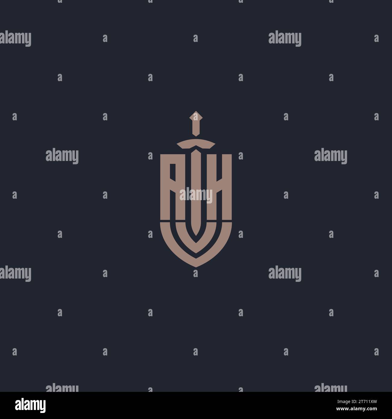 AH logo monogram with sword and shield style design template vector Stock Vector