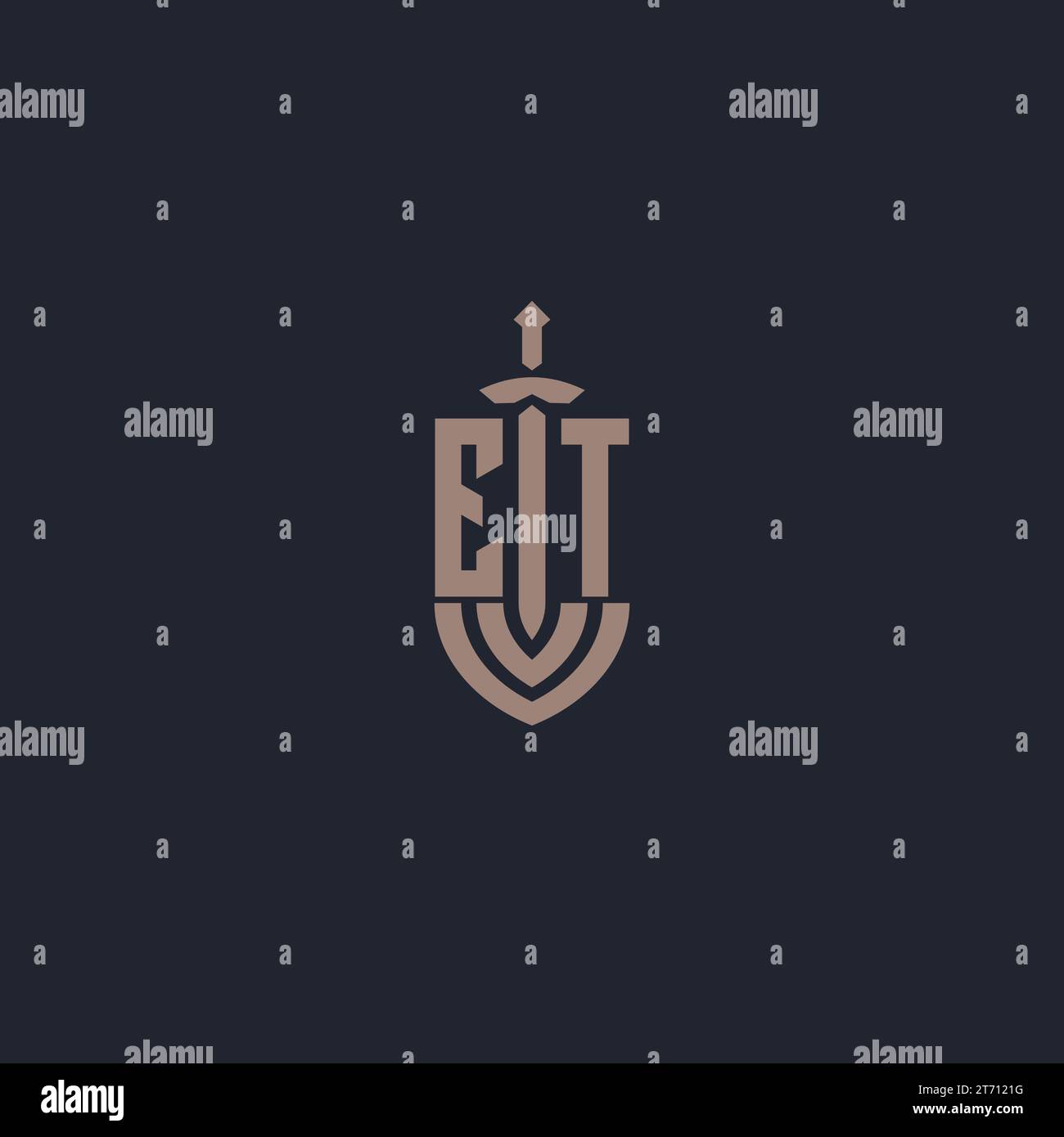 ET logo monogram with sword and shield style design template vector ...